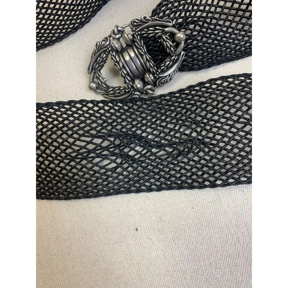 Vintage 80s Fahrenheit wide woven linen Belt